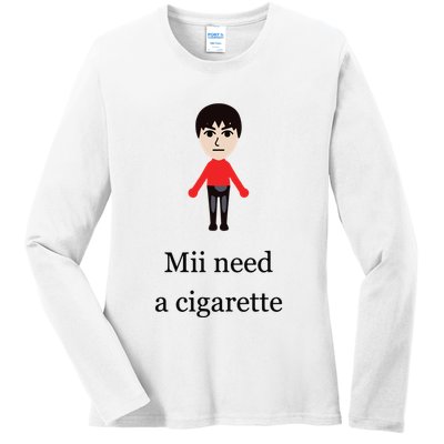 Mii Need A Cigarette Funny Wii Ladies Long Sleeve Shirt