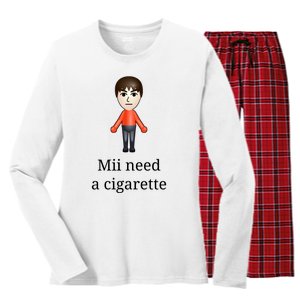 Mii Need A Cigarette Women's Long Sleeve Flannel Pajama Set 