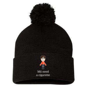 Mii Need A Cigarette Pom Pom 12in Knit Beanie