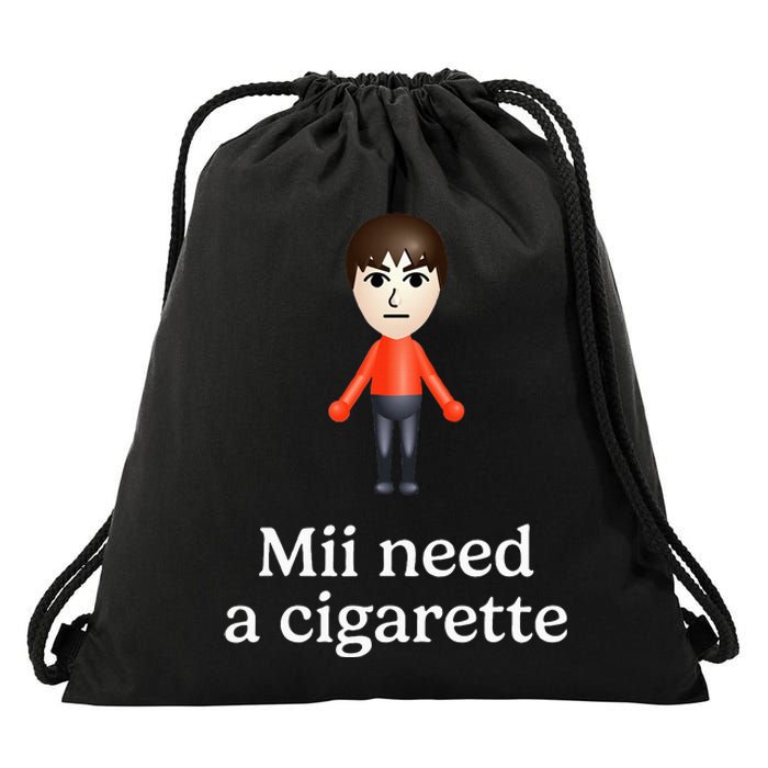 Mii Need A Cigarette Funny Humour Drawstring Bag