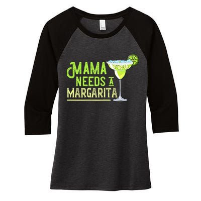 Mama Needs A Margarita Gift Mom Love Margarita Women's Tri-Blend 3/4-Sleeve Raglan Shirt