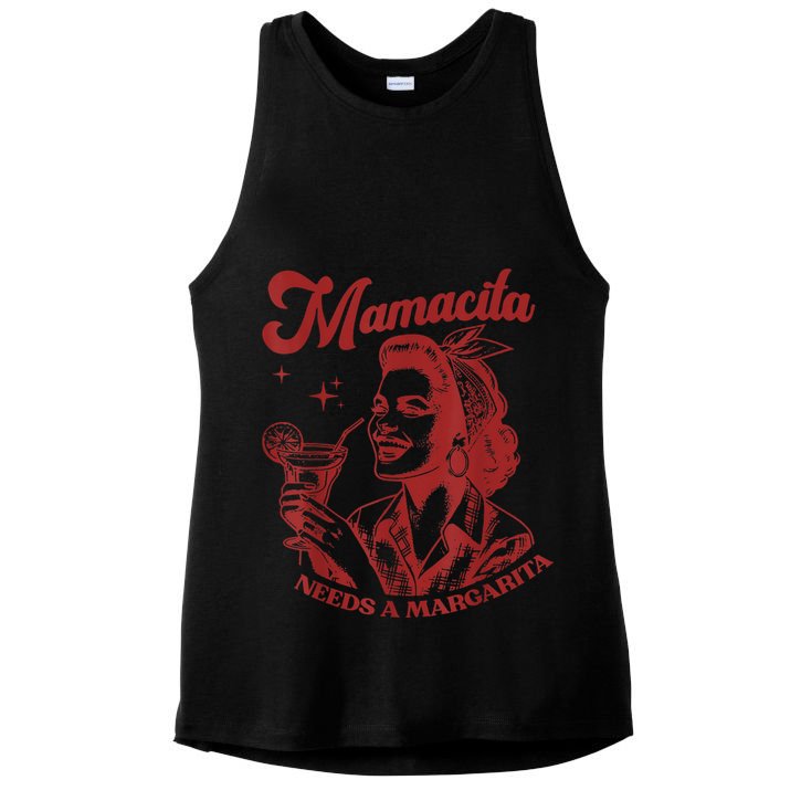 Mamacita Needs A Margarita Retro Ladies PosiCharge Tri-Blend Wicking Tank