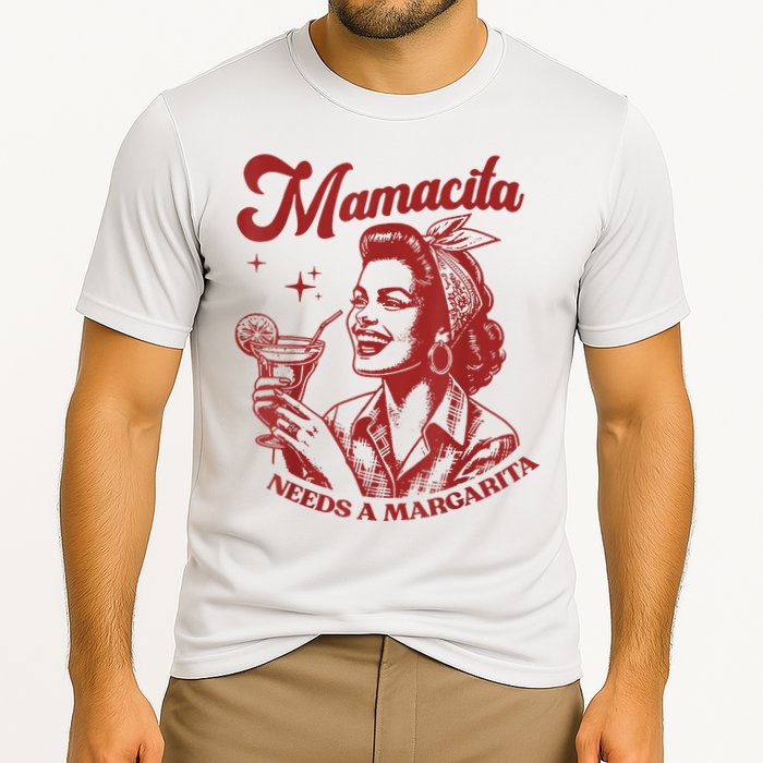 Mamacita Needs A Margarita Retro Cooling Performance Crew T-Shirt