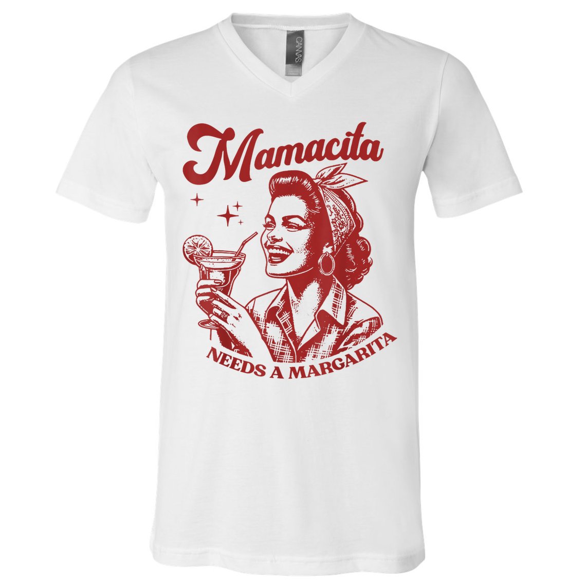 Mamacita Needs A Margarita Retro V-Neck T-Shirt