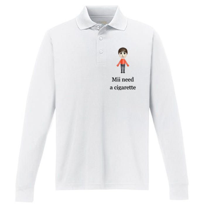 Mii Need A Cigarette Performance Long Sleeve Polo