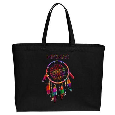 Micmac Native American Indian Colorful Dreamcatcher Tribe Cotton Canvas Jumbo Tote