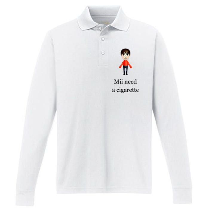 Mii Need A Cigarette Performance Long Sleeve Polo