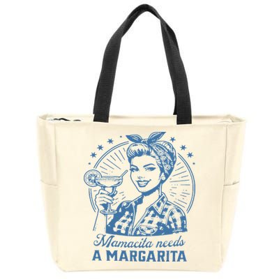 Mamacita Needs A Margarita Funny Drinking Mom Vintage Women Zip Tote Bag