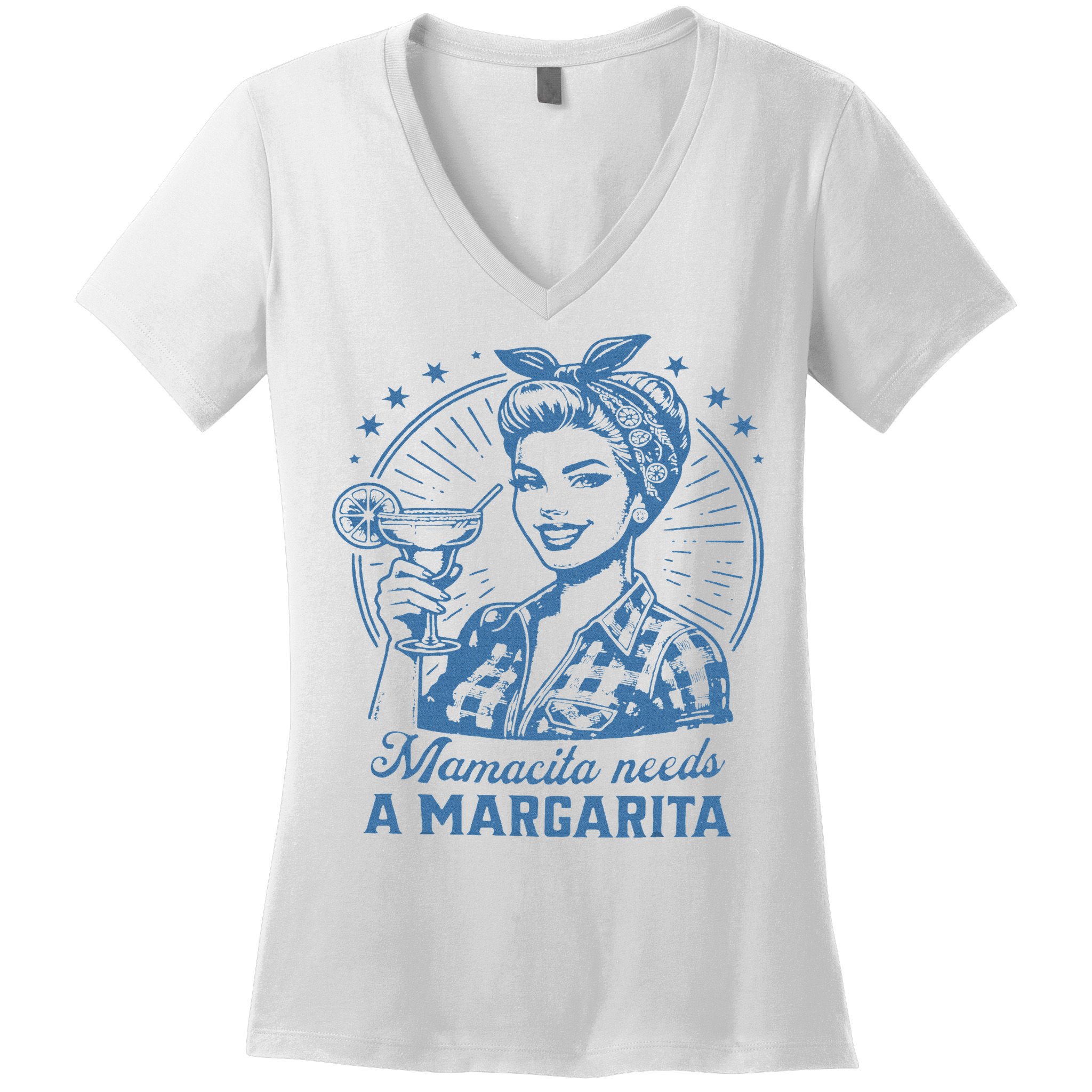 Mamacita Needs A Margarita Funny Drinking Mom Vintage Women Women's V-Neck T-Shirt
