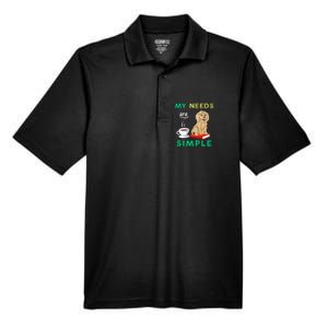 My Needs Are Simple Coffee Reading And Goldendoodle Men's Origin Performance Pique Polo