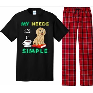 My Needs Are Simple Coffee Reading And Goldendoodle Pajama Set