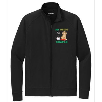 My Needs Are Simple Coffee Reading And Goldendoodle Stretch Full-Zip Cadet Jacket