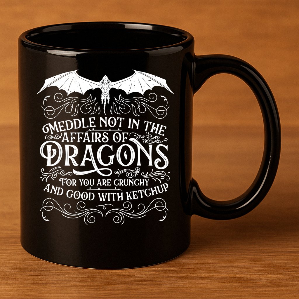 Meddle Not Affairs Dragons Tshirt, Mens Dragon TShirt 11oz C Handle Ceramic Mug