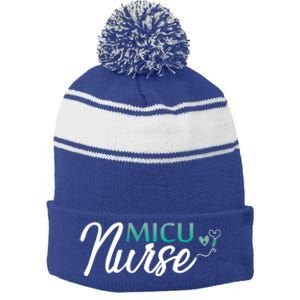 Micu Nurse Appreciation Medical Intensive Care Units Nurses Funny Gift Stripe Pom Pom Beanie