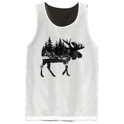 Moose Nature Alaska Hiking Fishing Camping Hunting Gift Mesh Reversible Basketball Jersey Tank