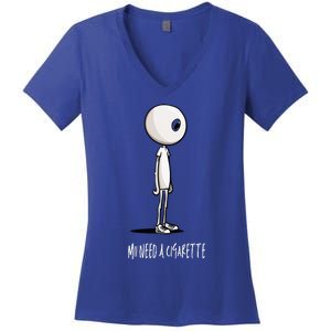 Mii Need A Cigarette Women's V-Neck T-Shirt