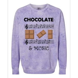 Music Notes And Chocolate Funny Saying Musician Gift Colorblast Crewneck Sweatshirt