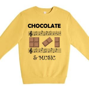 Music Notes And Chocolate Funny Saying Musician Gift Premium Crewneck Sweatshirt