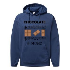 Music Notes And Chocolate Funny Saying Musician Gift Performance Fleece Hoodie