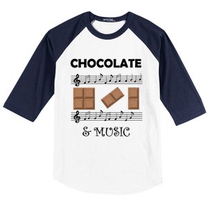 Music Notes And Chocolate Funny Saying Musician Gift Baseball Sleeve Shirt