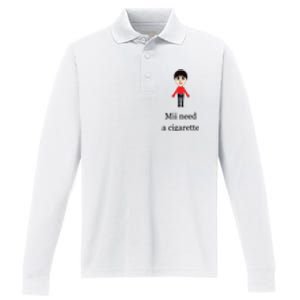 Mii Need A Cigarette Funny Wii Performance Long Sleeve Polo