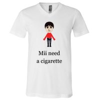 Mii Need A Cigarette Funny Wii V-Neck T-Shirt