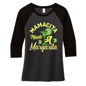 Mamacita Needs A Margarita Women's Tri-Blend 3/4-Sleeve Raglan Shirt