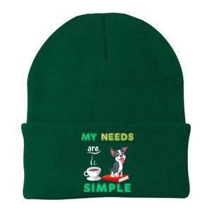 My Needs Are Simple Boston Terrier Coffee And Reading Knit Cap Winter Beanie