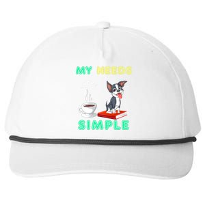 My Needs Are Simple Boston Terrier Coffee And Reading Snapback Five-Panel Rope Hat