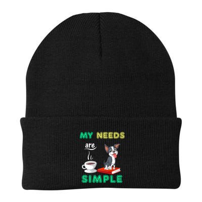 My Needs Are Simple Boston Terrier Coffee And Reading Beanie