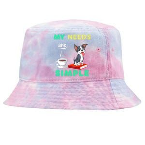 My Needs Are Simple Boston Terrier Coffee And Reading Tie-Dyed Bucket Hat