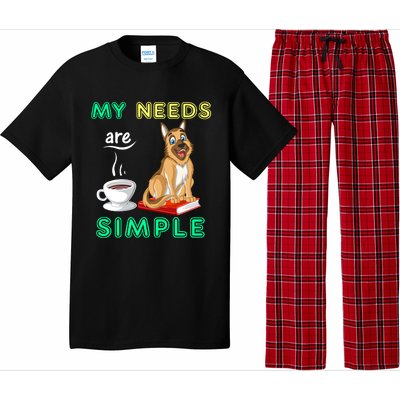 My Needs Are Simple Coffee Reading And German Shepherd Pajama Set