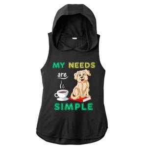 My Needs Are Golden Retriver Coffee And Reading Ladies PosiCharge Tri-Blend Wicking Draft Hoodie Tank