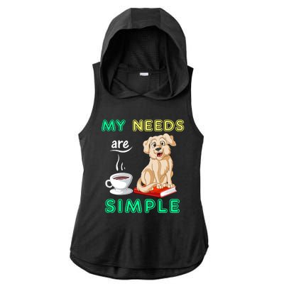 My Needs Are Golden Retriver Coffee And Reading Ladies PosiCharge Tri-Blend Wicking Draft Hoodie Tank