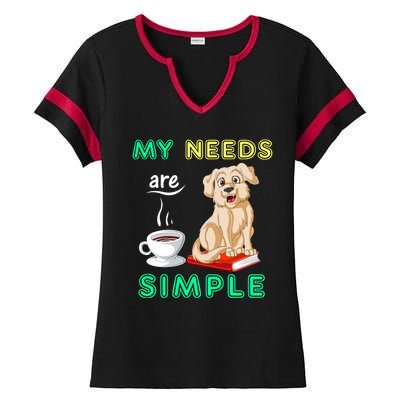 My Needs Are Golden Retriver Coffee And Reading Ladies Halftime Notch Neck Tee