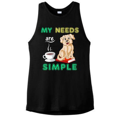 My Needs Are Golden Retriver Coffee And Reading Ladies PosiCharge Tri-Blend Wicking Tank