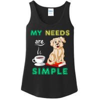 My Needs Are Golden Retriver Coffee And Reading Ladies Essential Tank