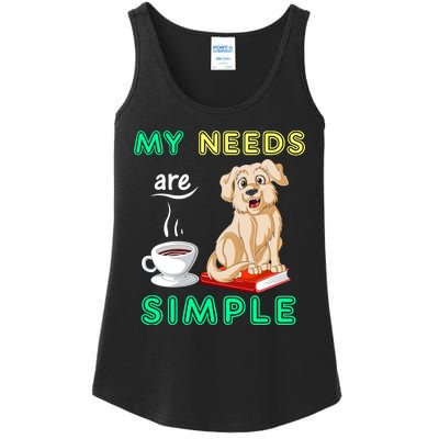 My Needs Are Golden Retriver Coffee And Reading Ladies Essential Tank