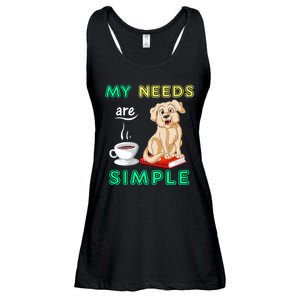 My Needs Are Golden Retriver Coffee And Reading Ladies Essential Flowy Tank