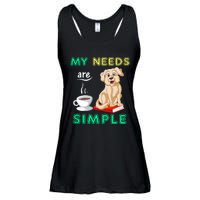 My Needs Are Golden Retriver Coffee And Reading Ladies Essential Flowy Tank