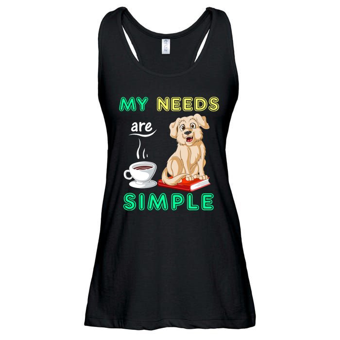 My Needs Are Golden Retriver Coffee And Reading Ladies Essential Flowy Tank