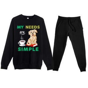 My Needs Are Golden Retriver Coffee And Reading Premium Crewneck Sweatsuit Set