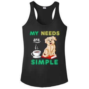 My Needs Are Golden Retriver Coffee And Reading Ladies PosiCharge Competitor Racerback Tank