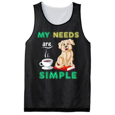 My Needs Are Golden Retriver Coffee And Reading Mesh Reversible Basketball Jersey Tank