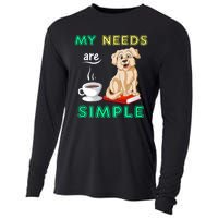 My Needs Are Golden Retriver Coffee And Reading Cooling Performance Long Sleeve Crew