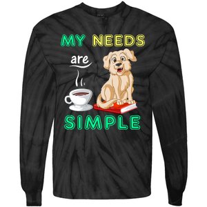 My Needs Are Golden Retriver Coffee And Reading Tie-Dye Long Sleeve Shirt