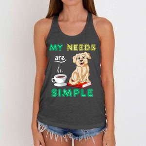 My Needs Are Golden Retriver Coffee And Reading Women's Knotted Racerback Tank