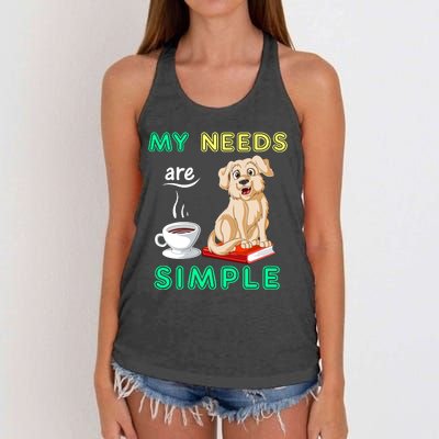 My Needs Are Golden Retriver Coffee And Reading Women's Knotted Racerback Tank