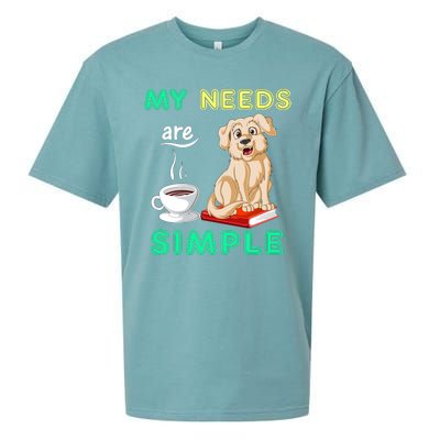 My Needs Are Golden Retriver Coffee And Reading Sueded Cloud Jersey T-Shirt