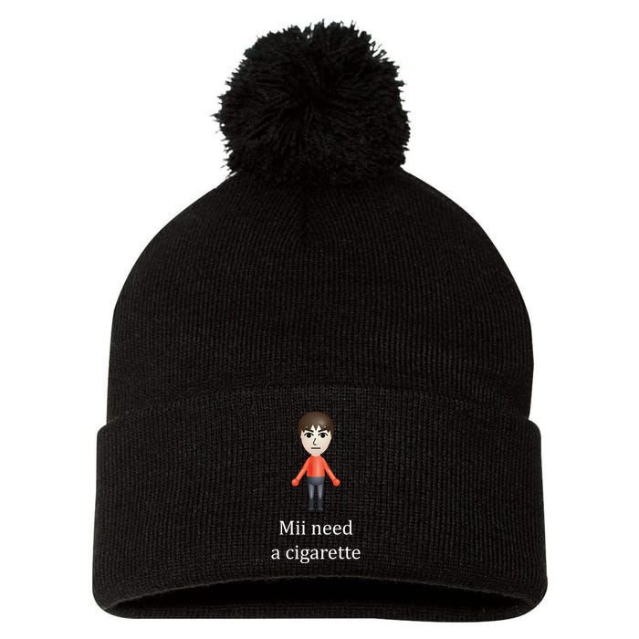 Mii Need A Cigarette Funny Pom Pom 12in Knit Beanie